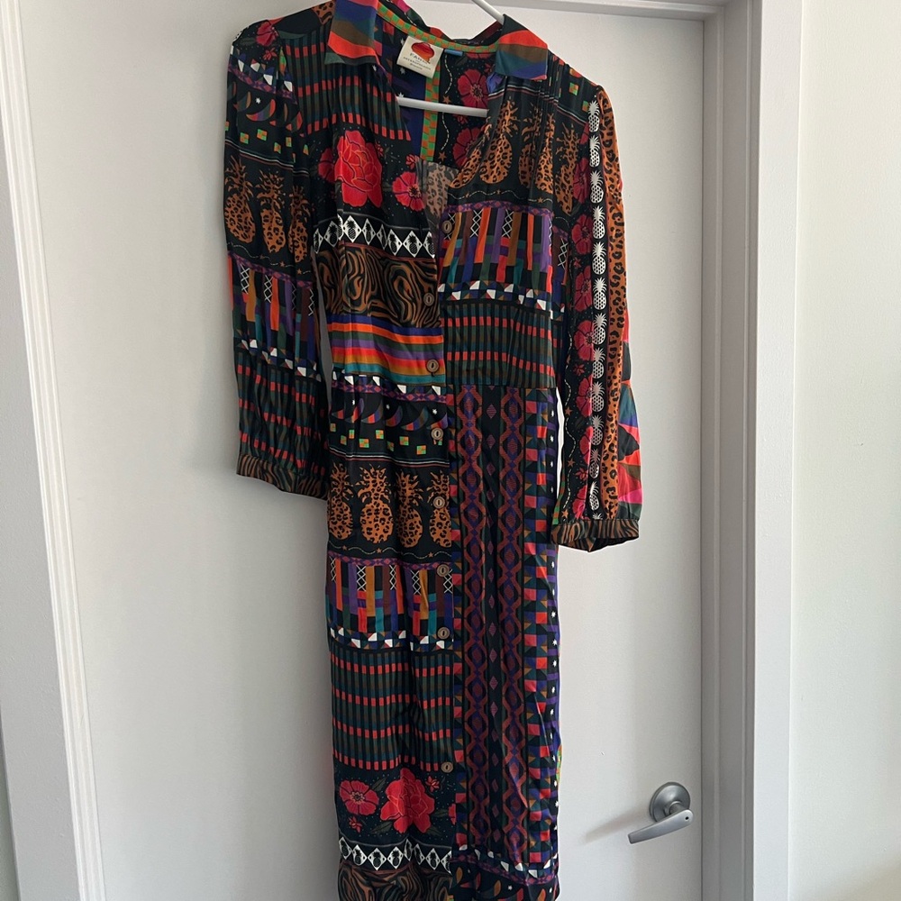 Silky long button down dress from Anthropologie